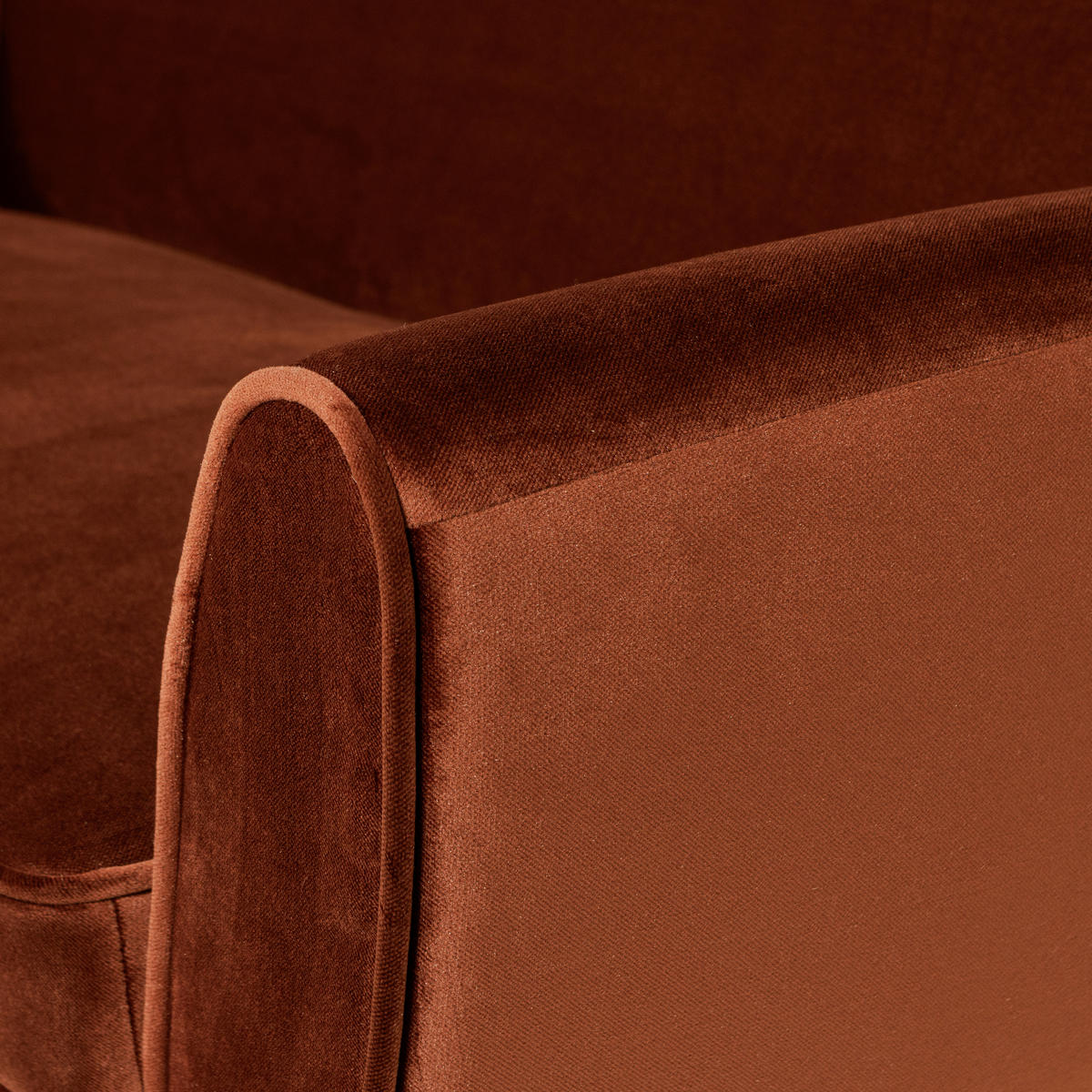 SOFA Rocco Samt Rostfarben  - Rostfarben/Schwarz, Design, Holz/Textil (187/75/82cm) - Livetastic