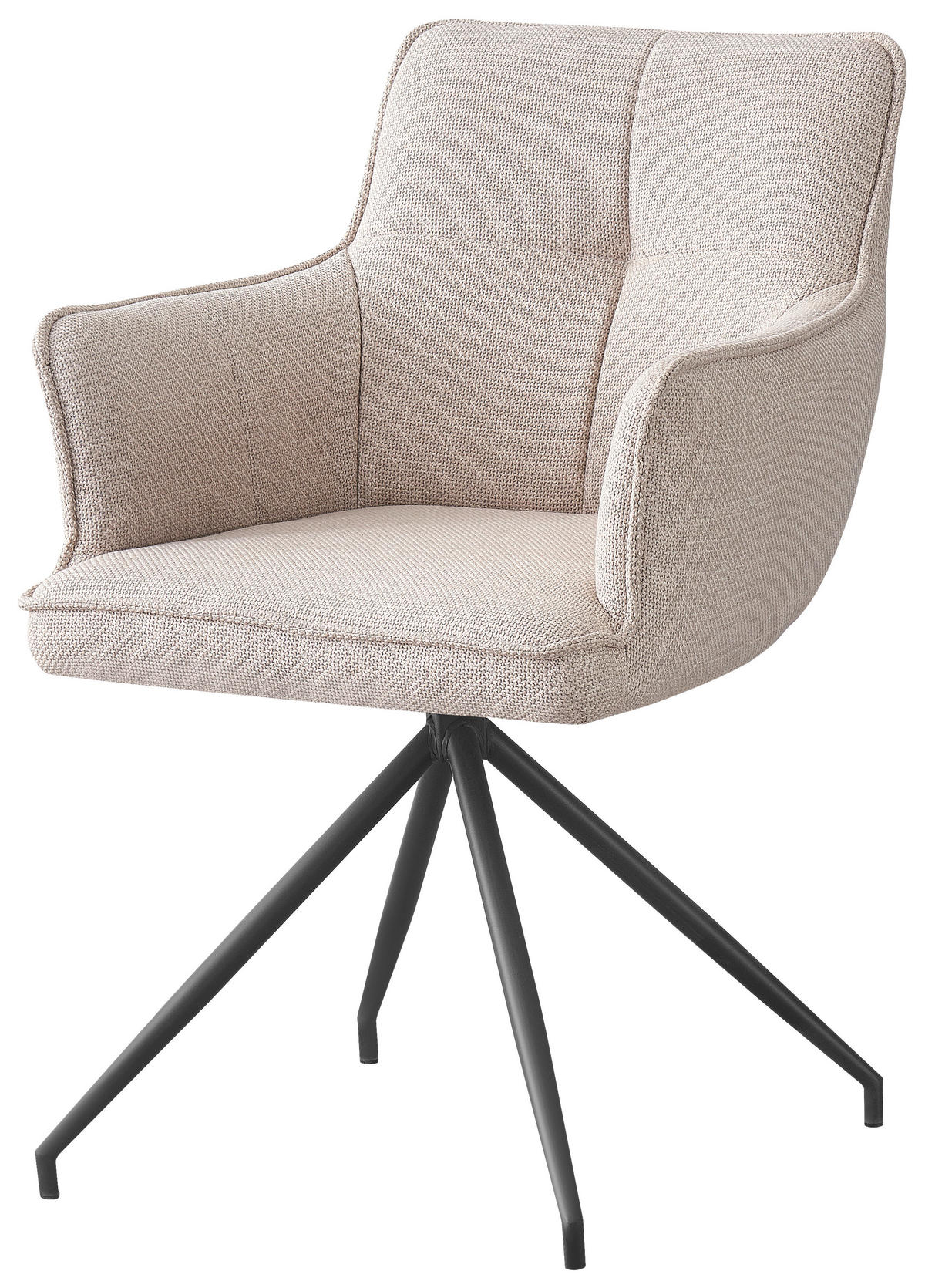ARMLEHNSTUHL  in Eisen Webstoff  - Beige/Schwarz, Design, Textil/Metall (58/84/62.5cm) - Novel