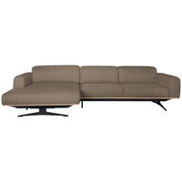 ECKSOFA in Echtleder Hellbraun  163/305 cm  - Hellbraun/Eichefarben, Design, Leder/Holz (163/305cm) - Novel