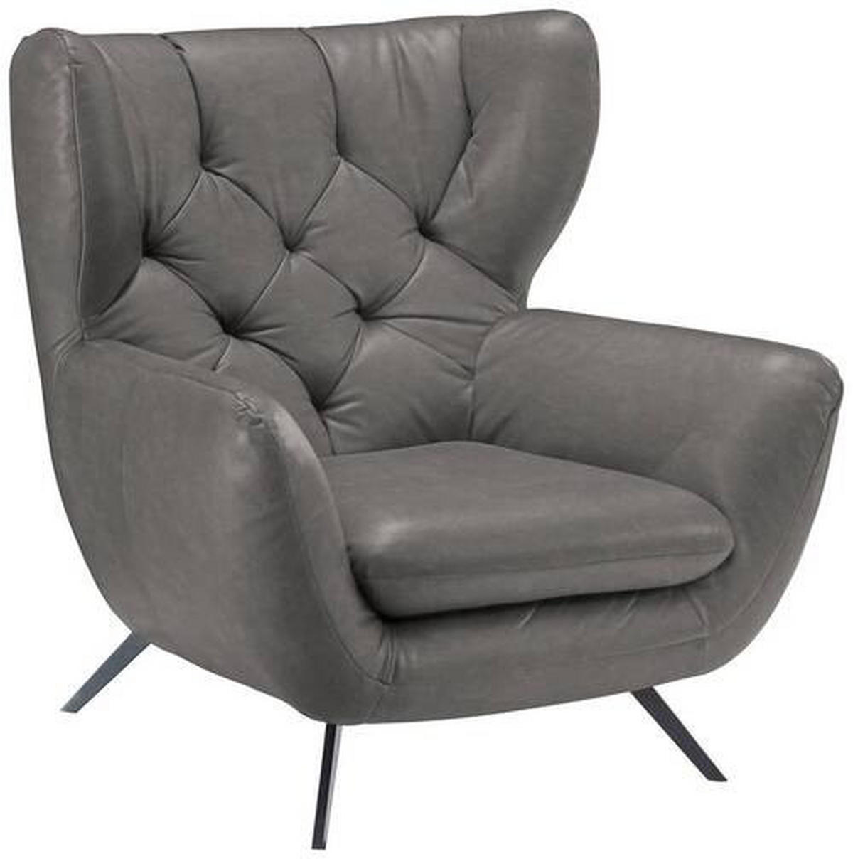 CHESTERFIELD-SESSEL - Schwarz/Grau, Design, Textil/Metall (100/106/95cm) - Pure Home Lifestyle