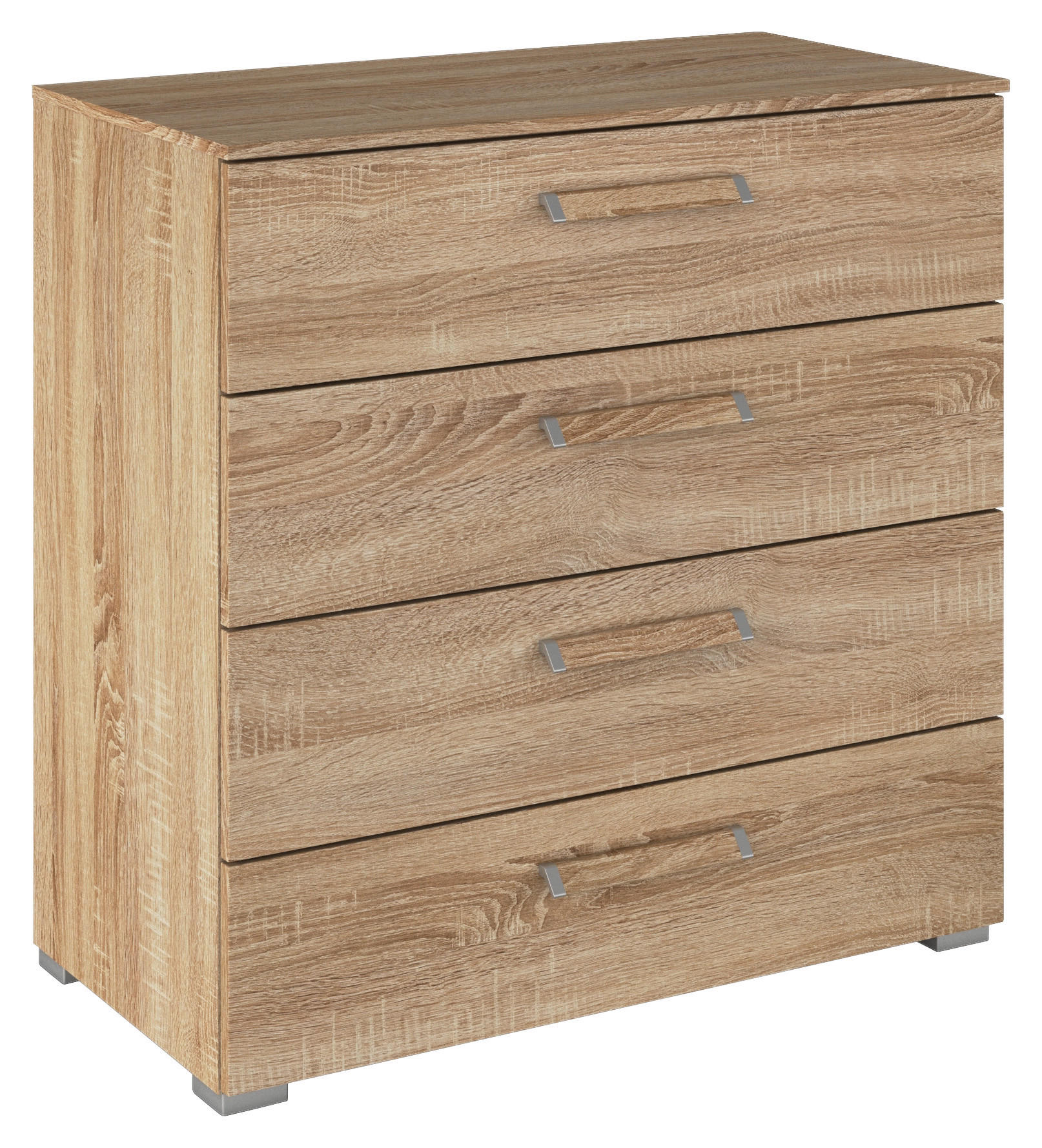KOMMODE - Silberfarben/Sonoma Eiche, Design, Holzwerkstoff/Kunststoff (80/81/42cm) - Novel