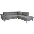 ECKSOFA  in Webstoff Hellgrau  - Silberfarben/Hellgrau, Design, Textil/Metall (257/226cm) - Xora