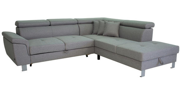 ECKSOFA  in Webstoff Hellgrau  - Silberfarben/Hellgrau, Design, Textil/Metall (257/226cm) - Xora