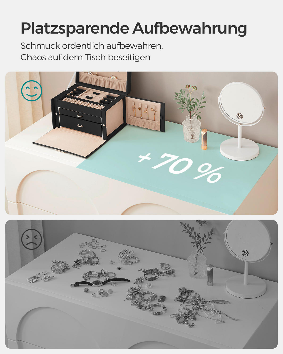 SCHMUCKKÄSTCHEN - Schwarz, LIFESTYLE, Leder/Holzwerkstoff (26/17,4/18,2cm)