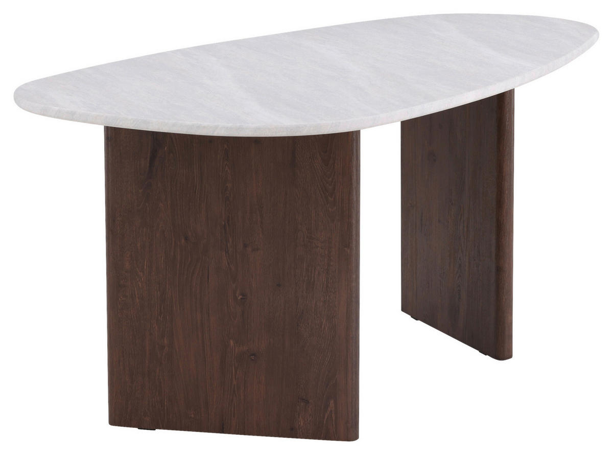 ESSTISCH furniert oval Hellgrau, Mokka  - Hellgrau/Mokka, Design, Holzwerkstoff (180/90/75cm) - Livetastic