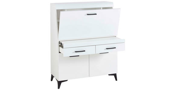 SEKRETÄR  Kabeldurchlass, Stauraum  - Schwarz/Weiß, Trend, Holzwerkstoff/Kunststoff (98/124/42cm) - Carryhome