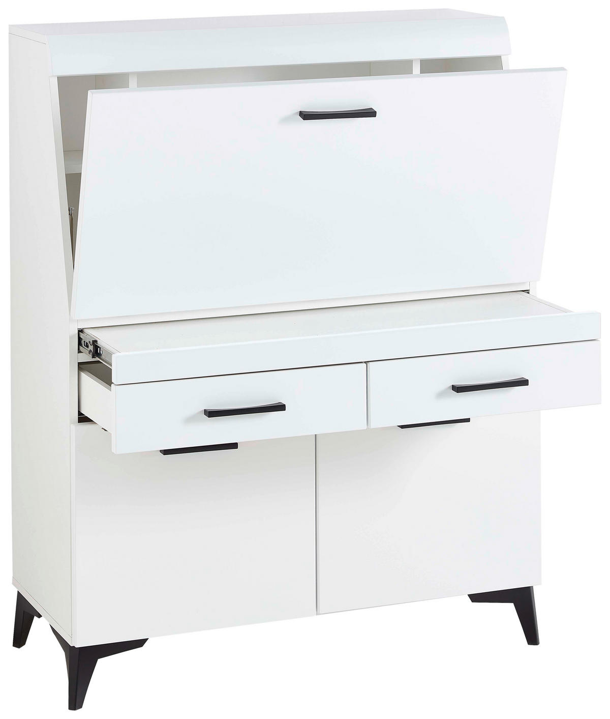 SEKRETÁŘ, 98/124/42 cm - bílá/černá, Trend, kompozitní dřevo/plast (98/124/42cm) - Carryhome