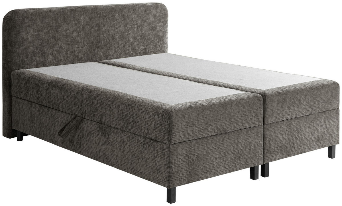 BOX-ÁGY 180/200 cm  szürke  - fekete/szürke, Modern, műanyag/textil (180/200cm) - MID.YOU