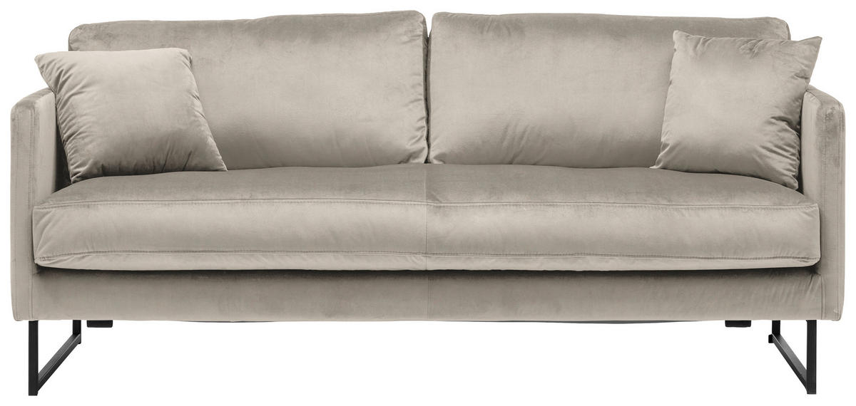 2,5-SITZER  in Samt Taupe  - Taupe/Schwarz, Design, Textil/Metall (180/78/84cm) - Carryhome