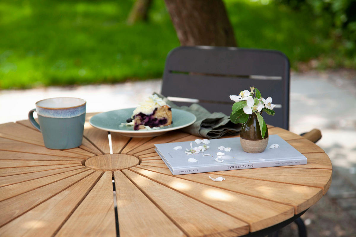 GARTENTISCHGRUPPE  - Anthrazit/Teakfarben, Natur, Holz/Metall (120/120/80cm) - Gardenson