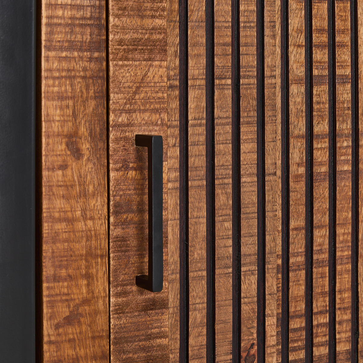 VITRINE  in vollmassiv Mangoholz Naturfarben  - Schwarz/Naturfarben, LIFESTYLE, Glas/Holz (90/142/40cm) - Landscape