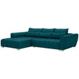 ECKSOFA in Webstoff Petrol 218/304 cm - Silberfarben/Petrol, MODERN, Kunststoff/Textil (218/304cm) - Carryhome