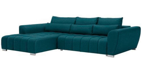 ECKSOFA in Webstoff Petrol 218/304 cm - Silberfarben/Petrol, MODERN, Kunststoff/Textil (218/304cm) - Carryhome