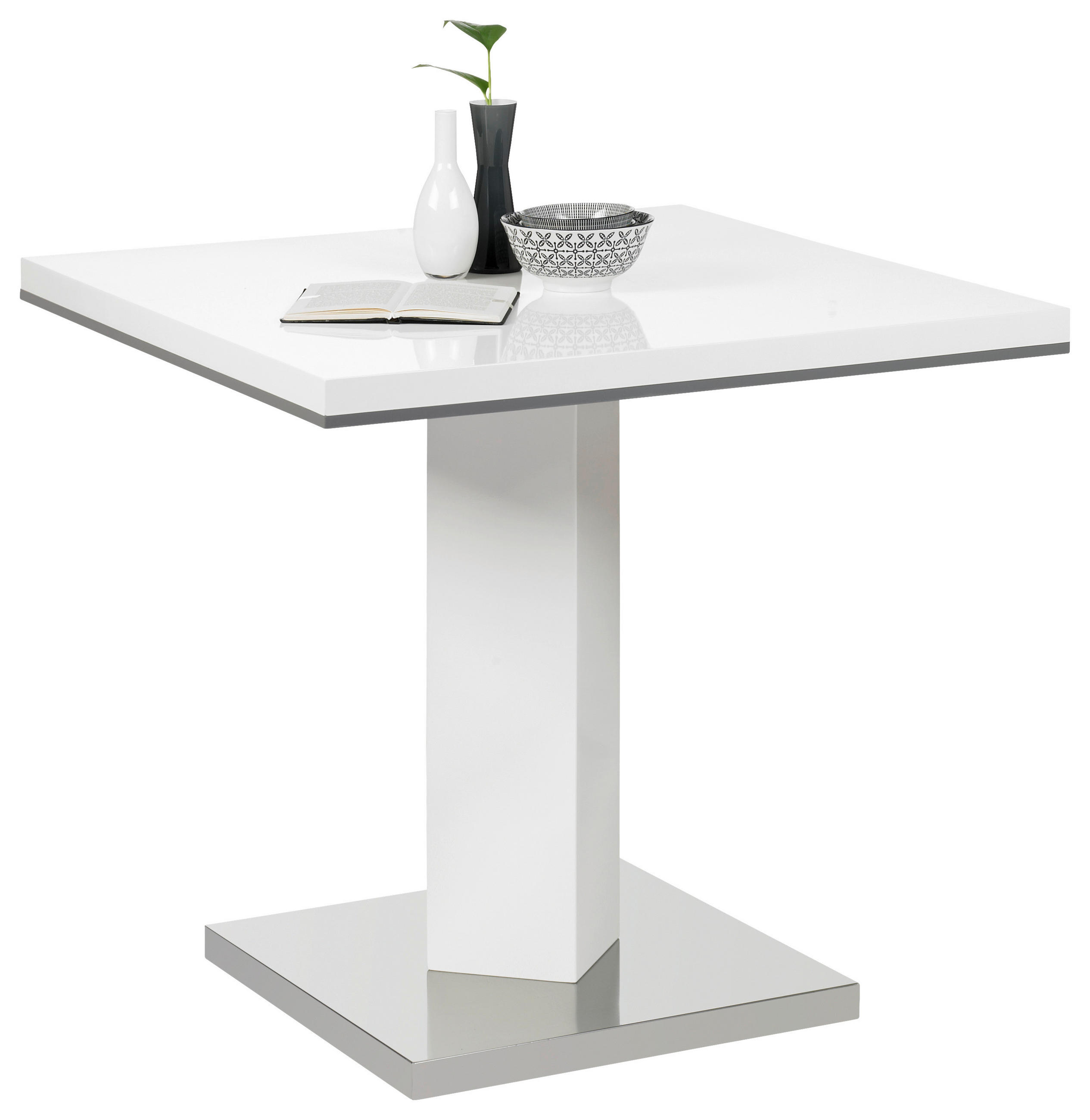 ESSTISCH in Metall, Holzwerkstoff 80/80/76 cm  - Edelstahlfarben/Weiß, Design, Holzwerkstoff/Metall (80/80/76cm) - Carryhome