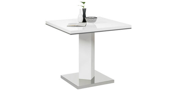 ESSTISCH in Holzwerkstoff, Metall 80/80/76 cm - Edelstahlfarben/Weiß, Design, Holzwerkstoff/Metall (80/80/76cm) - Carryhome