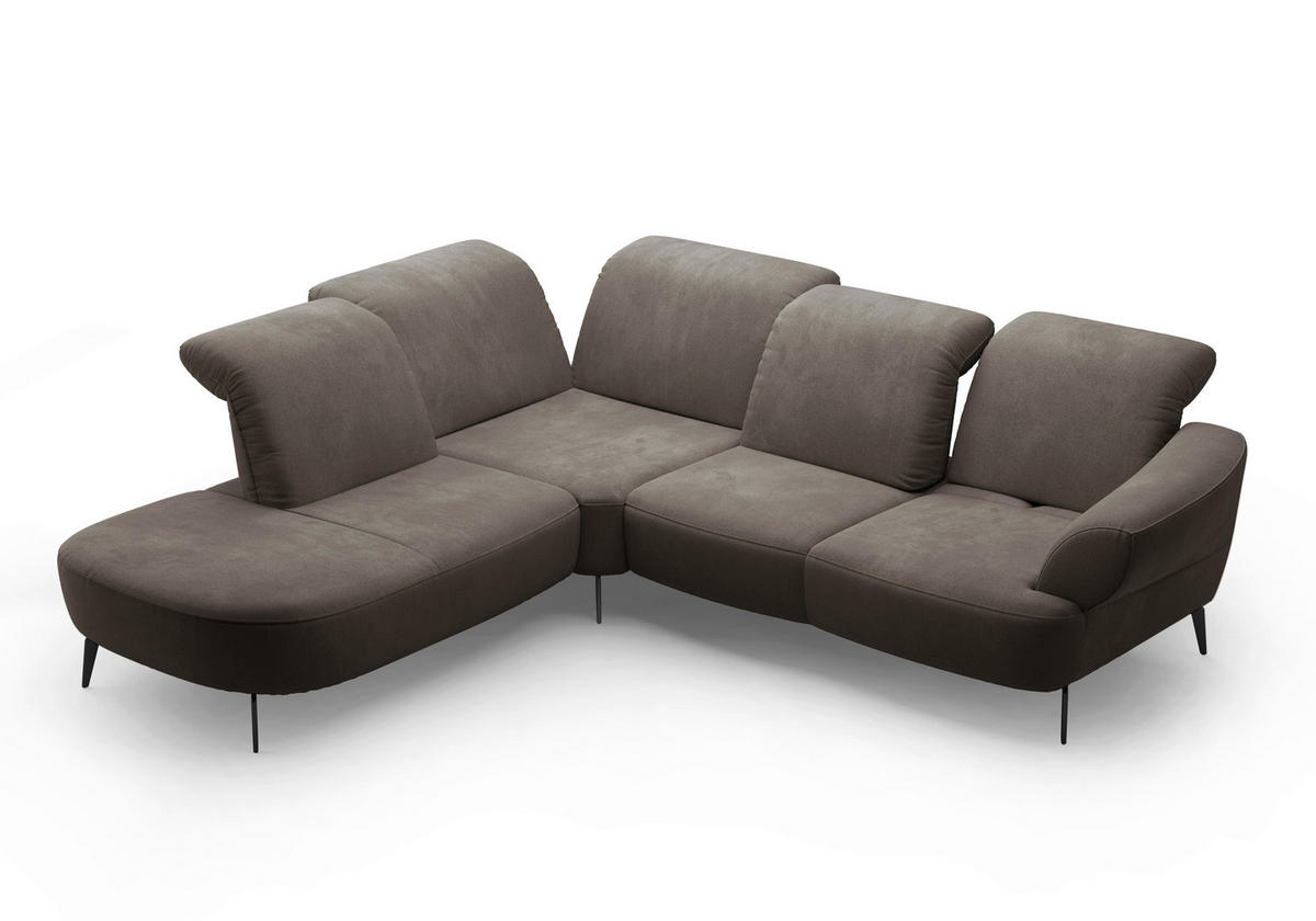 ECKSOFA in Flachgewebe Schlammfarben  270/302 cm  - Schlammfarben/Schwarz, MODERN, Textil/Metall (270/302cm) - Sit & More