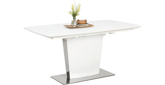 ESSTISCH in Metall, Glas, Holzwerkstoff 160-210/90/76 cm - Edelstahlfarben/Weiß, Design, Glas/Holzwerkstoff (160-210/90/76cm) - Novel