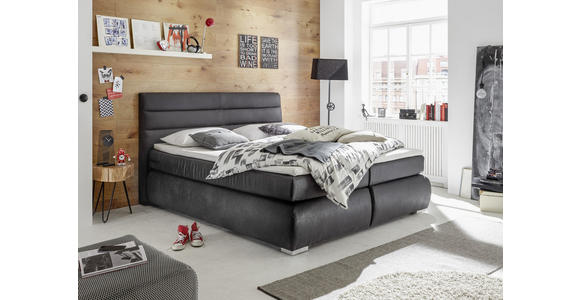 BOXSPRINGBETT 180/200 cm  in Anthrazit  - Anthrazit/Silberfarben, KONVENTIONELL, Holz/Kunststoff (180/200cm) - Esposa