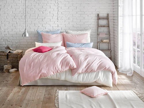 BETTWÄSCHE 155/220 cm Provence Leinenoptik  - Rosa, Basics, Textil (155/220cm) - Fleuresse