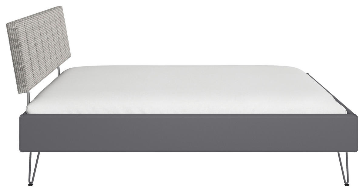 BETT 160/200 cm,  in Grau,  - Grau, Design, Textil/Metall (160/200cm) - Carryhome