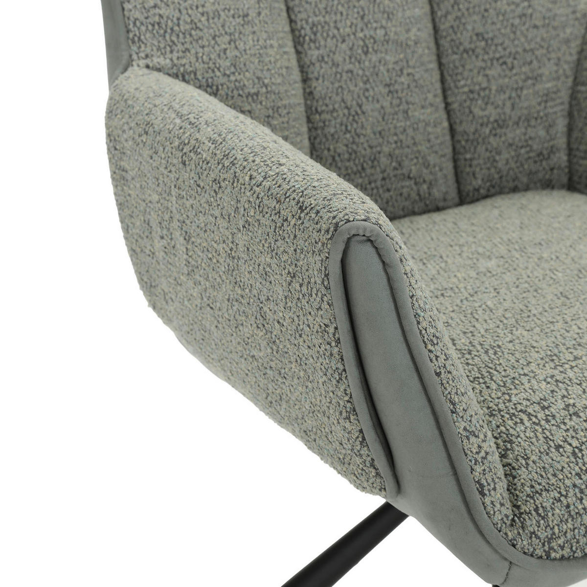 ARMLEHNSTUHL  Wippfunktion, Sitzfläche 360° drehbar, automatische Rückholfunktion Chenille, Mikrofaser  Salbeigrün  - Salbeigrün/Schwarz, Design, Textil/Metall (62/87/64cm) - Novel