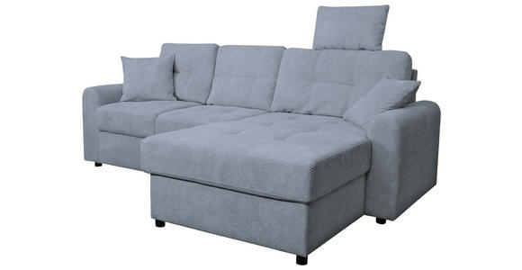 ECKSOFA in Chenille Blaugrau - Blaugrau/Schwarz, KONVENTIONELL, Kunststoff/Textil (232/153cm) - Carryhome