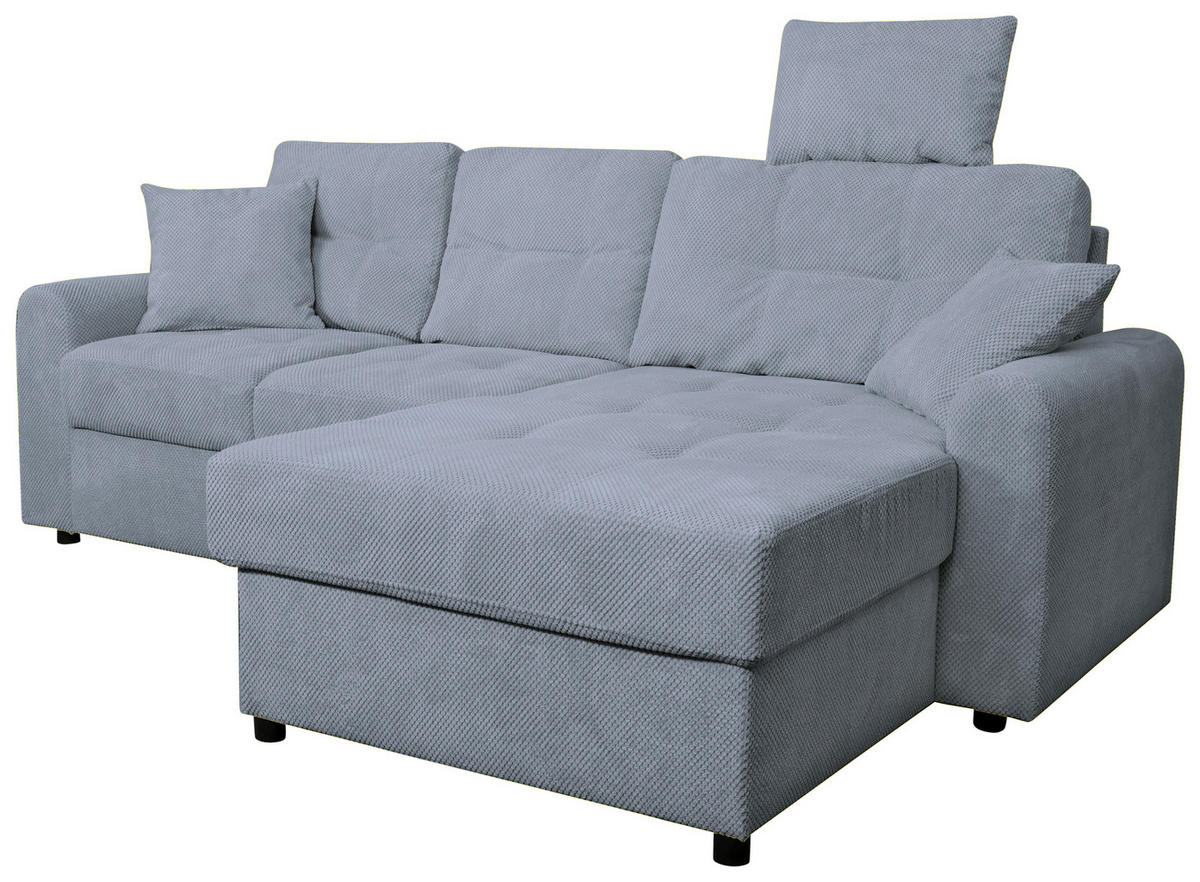 ECKSOFA Blaugrau Chenille  - Blaugrau/Schwarz, KONVENTIONELL, Kunststoff/Textil (232/153cm) - Carryhome