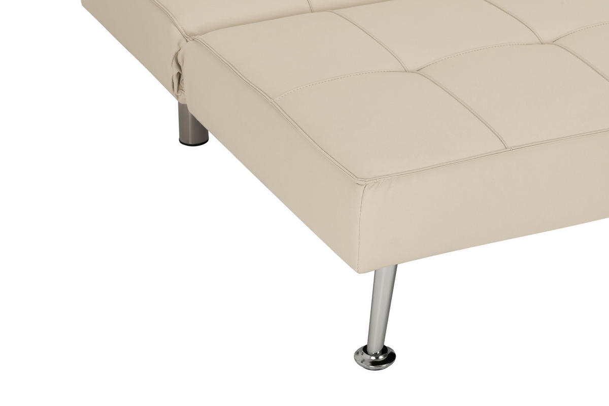 SCHLAFSOFA Lederlook Creme  - Silberfarben/Creme, Basics, Textil/Metall (179/74/91cm) - P & B