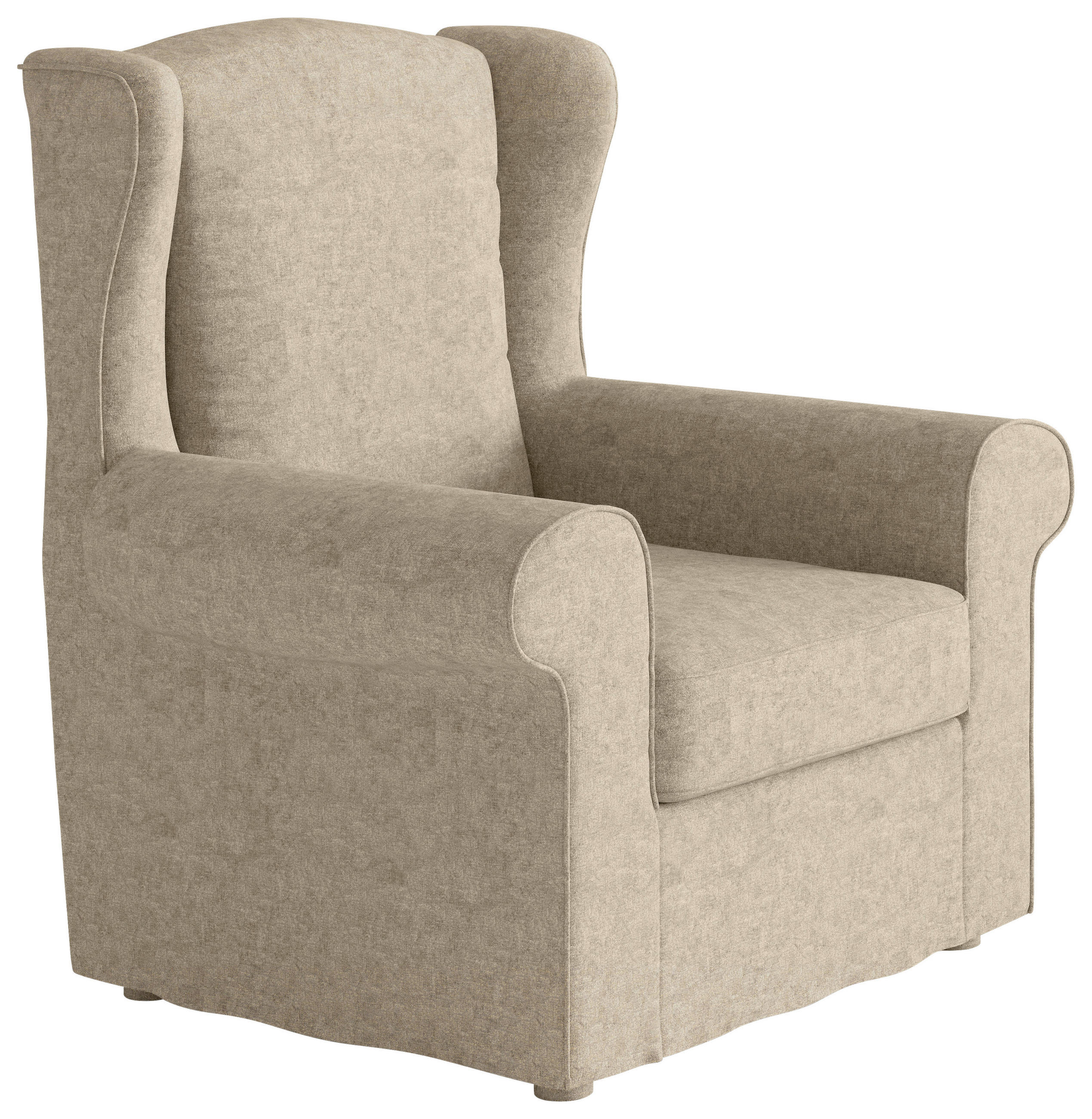 OHRENSESSEL in Flachgewebe Hellbraun  - Hellbraun/Edelstahlfarben, Design, Textil/Metall (88/105/90cm) - Livetastic