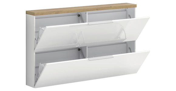 HÄNGESCHUHSCHRANK 140/82/19 cm - Eichefarben/Weiß Hochglanz, Design, Holzwerkstoff/Metall (140/82/19cm) - Xora