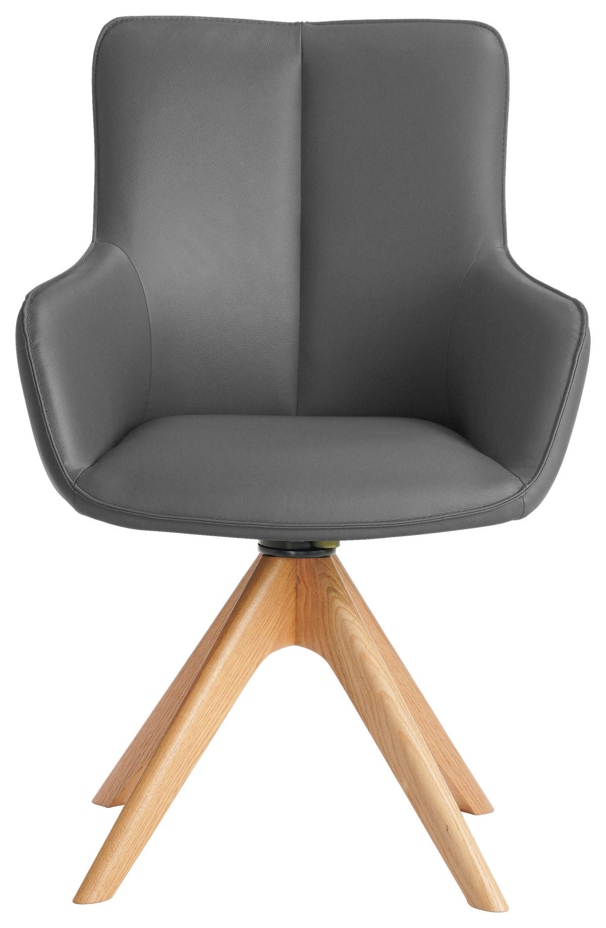 ARMLEHNSTUHL in Holz, Metall, Leder Grau  - Eichefarben/Grau, MODERN, Leder/Holz (64/87/60cm) - Novel