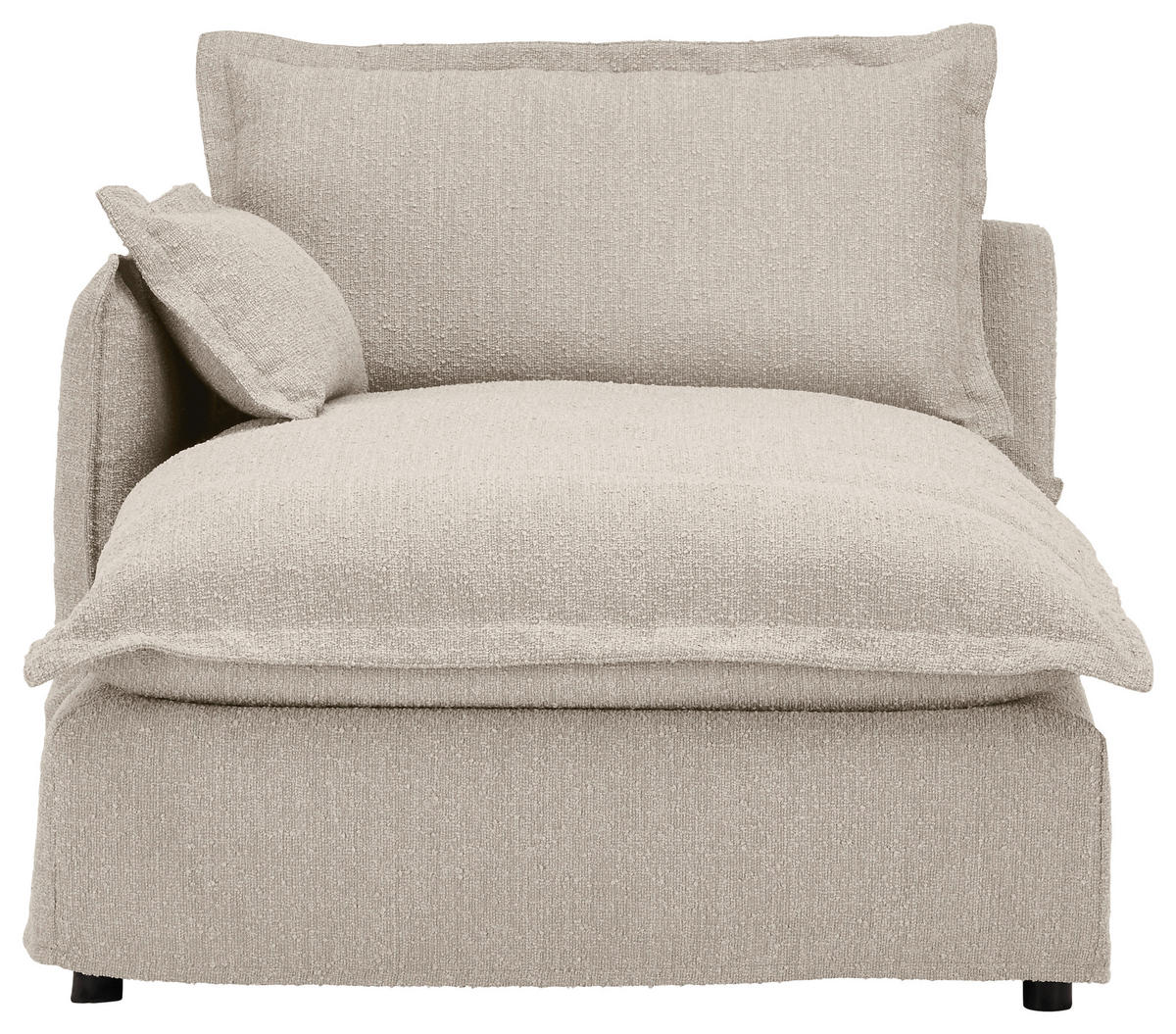 HUSSEN-ECKSOFA in Flachgewebe, Bouclé Beige  - Beige/Schwarz, Trend, Textil/Metall (165/295cm) - Livetastic