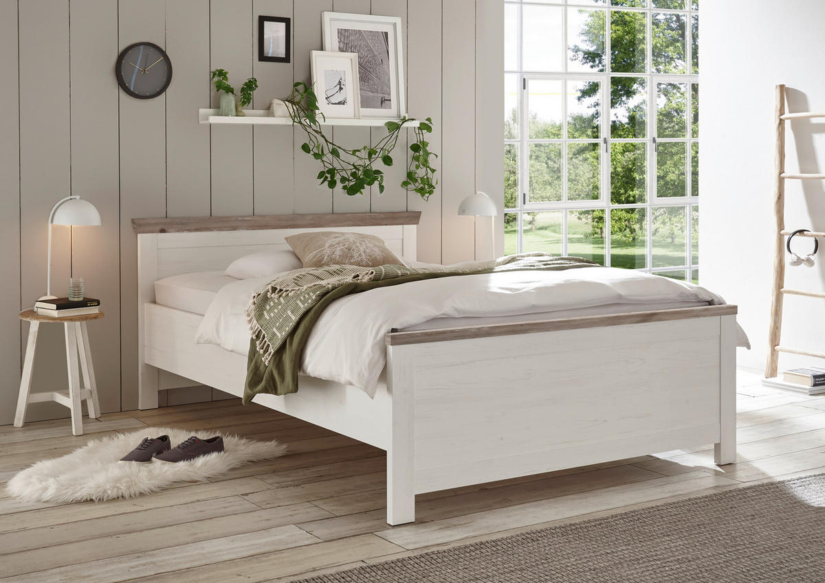 BETT  in Pinienfarben, Hellbraun  - Hellbraun/Pinienfarben, Design (155/86/208cm) - MID.YOU