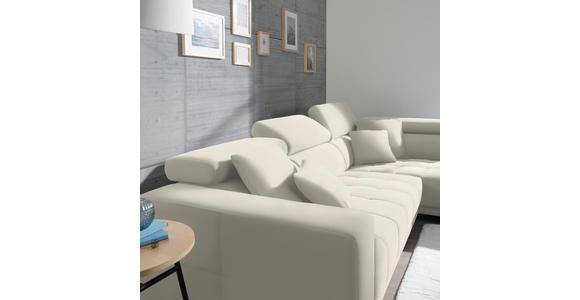 ECKSOFA in Mikrofaser Weiß  - Chromfarben/Weiß, Design, Textil/Metall (301/207cm) - Xora