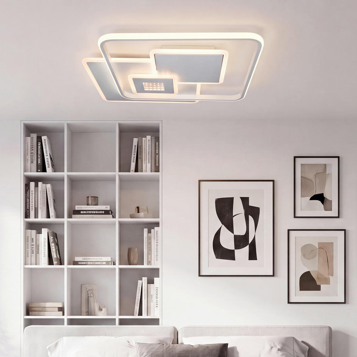 LED-DECKENLEUCHTE Lucca 50,3/50,3/6 cm   - Weiß, Trend, Kunststoff/Metall (50,3/50,3/6cm) - Novel