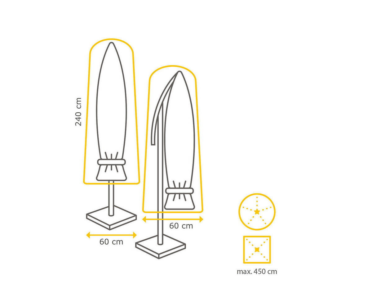 AMPELSCHIRM  300/300 cm  - Anthrazit/Hellgrau, Basics, Textil/Metall (300/300cm) - Tierra Outdoor