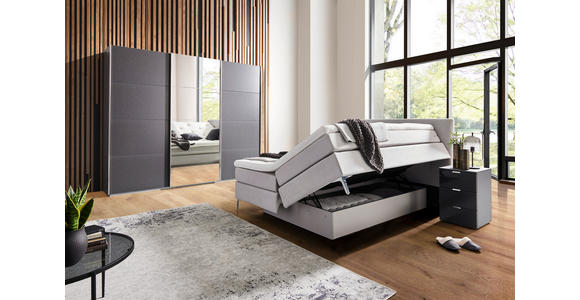 SCHWEBETÜRENSCHRANK in Dunkelgrau - Chromfarben/Dunkelgrau, Design, Glas/Holzwerkstoff (270/230/62cm) - Xora
