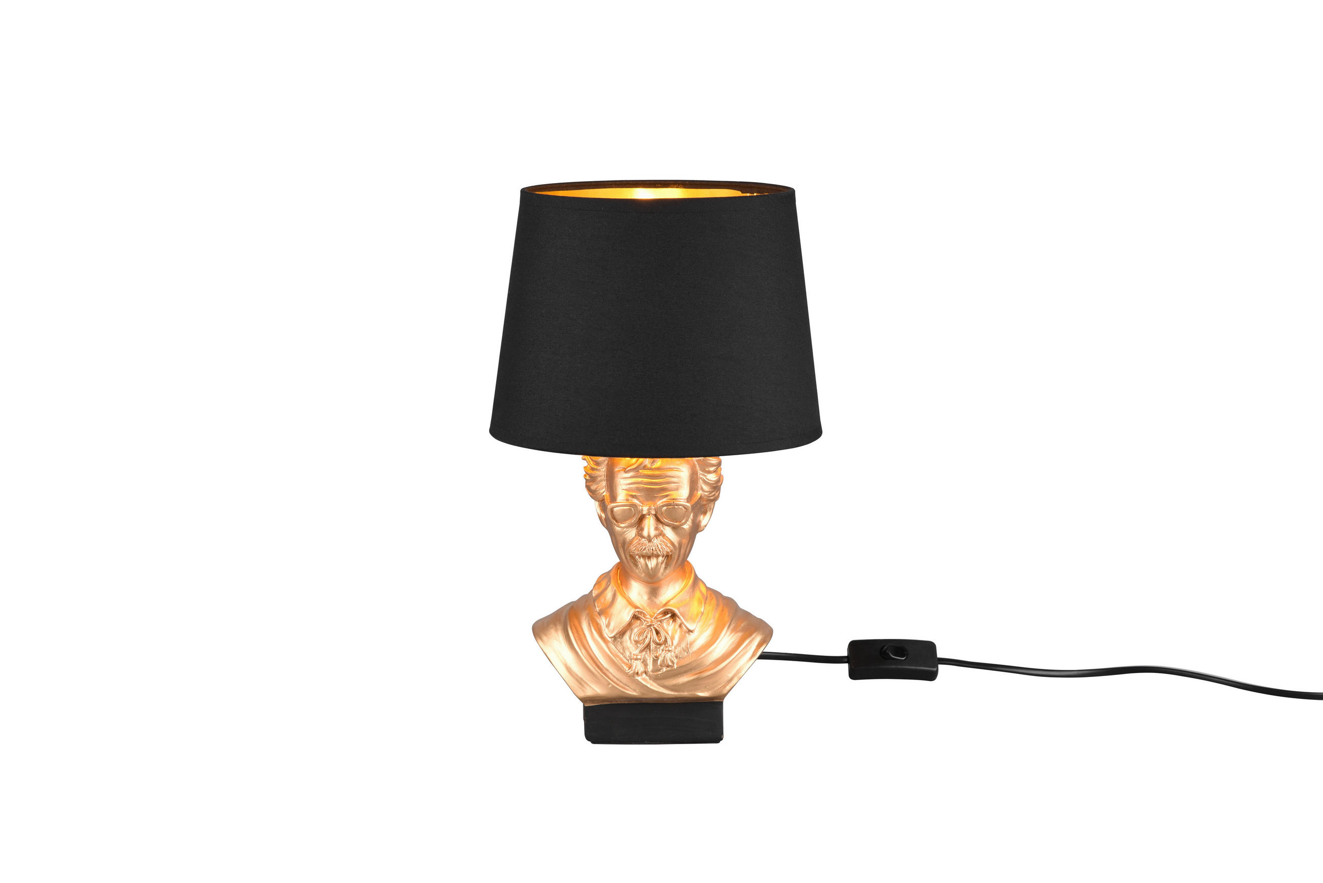 STOLNÍ LAMPA, E14, 21/36 cm  - černá/barvy zlata, Trend, textil/keramika (21/36cm)