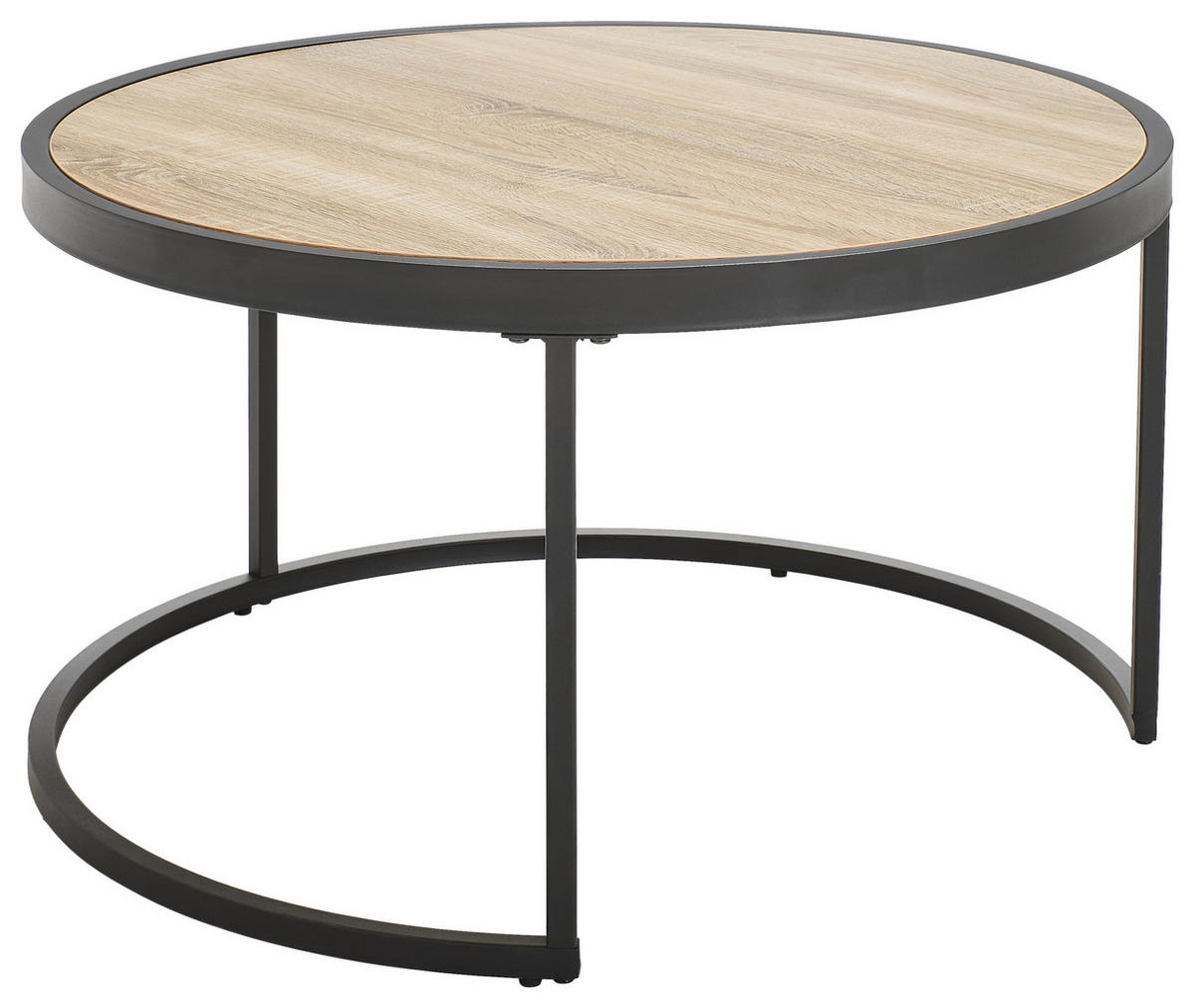 SADA KONFERENČNÍCH STOLKŮ, černá, barvy dubu, kov, sklo, kompozitní dřevo, 65-80/65-80/38-40 cm - černá/barvy dubu, Design, kov/kompozitní dřevo (65-80/65-80/38-40cm) - MID.YOU