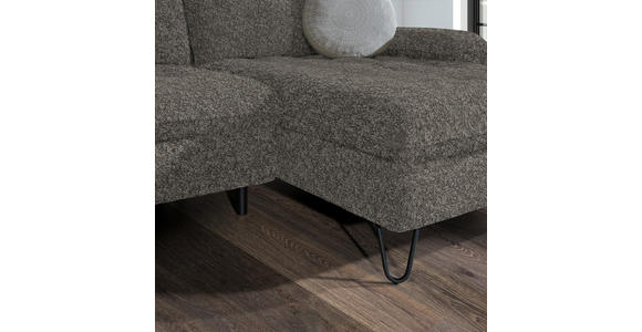 ECKSOFA in Chenille Braun  - Schwarz/Braun, LIFESTYLE, Textil/Metall (310/180cm) - Valnatura