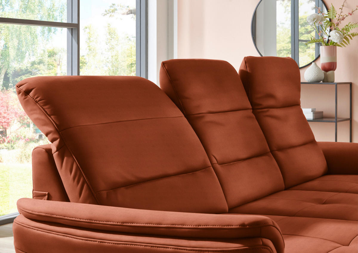 ECKSOFA in Flachgewebe Terracotta  - Terracotta/Schwarz, Konventionell, Textil/Metall (181/260cm) - Beldomo Speed