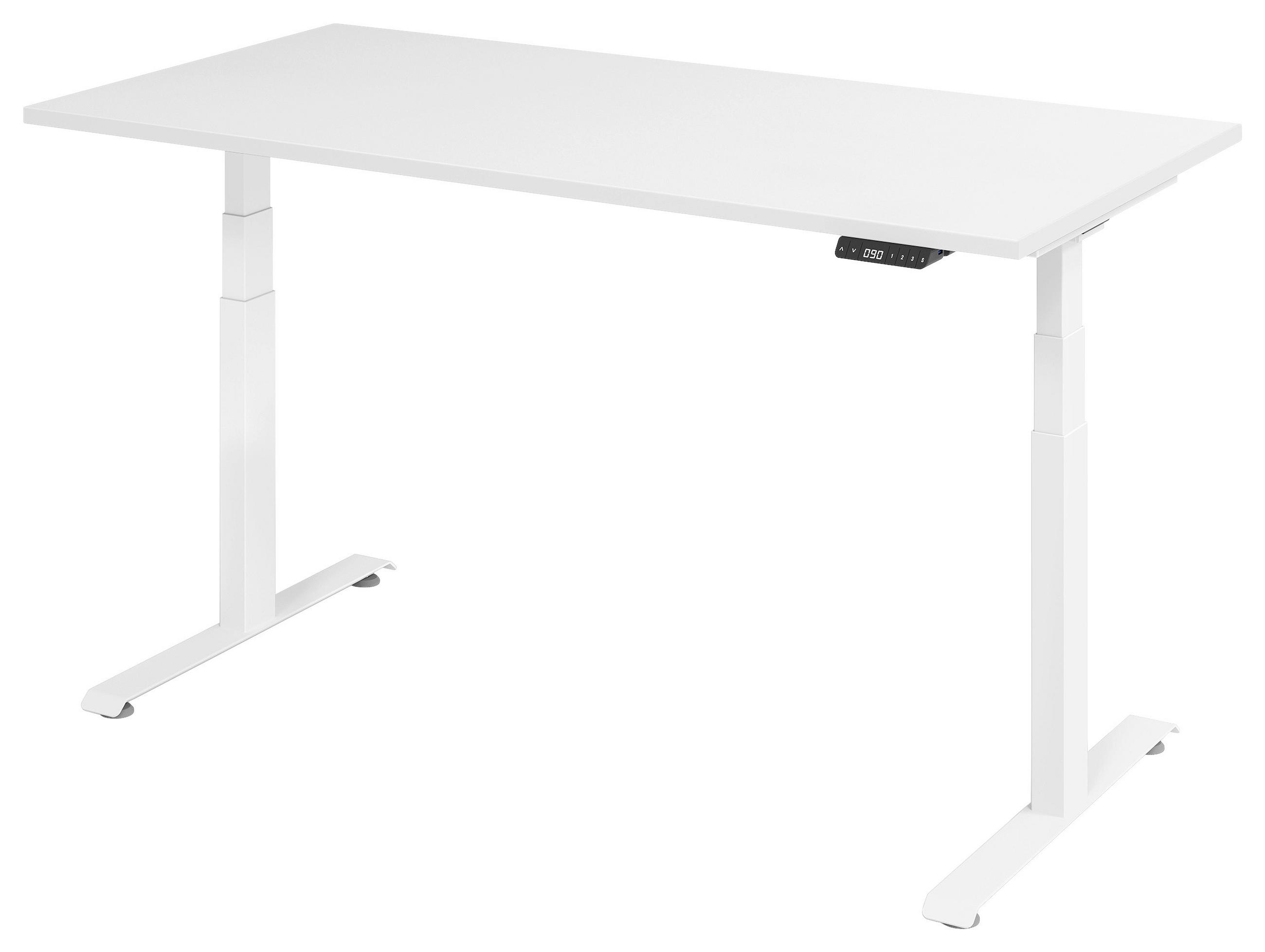 SCHREIBTISCH 160/80/64,5-129,5 cm  in Weiß  - Weiß, KONVENTIONELL, Holzwerkstoff/Metall (160/80/64,5-129,5cm) - Venda