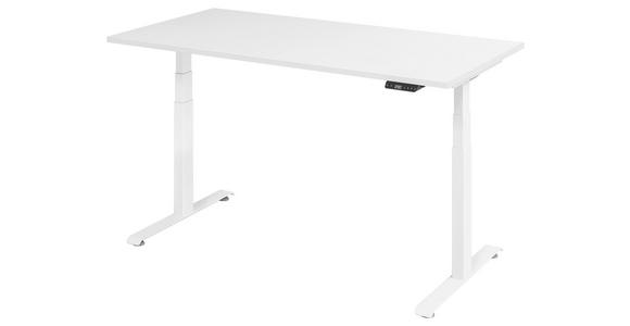 SCHREIBTISCH 160/80/64,5-129,5 cm Weiß höhenverstellbar  - Weiß, KONVENTIONELL, Holzwerkstoff/Metall (160/80/64,5-129,5cm) - Venda
