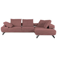 ECKSOFA in Flachgewebe Altrosa  - Schwarz/Altrosa, Konventionell, Textil/Metall (310/240cm) - MID.YOU