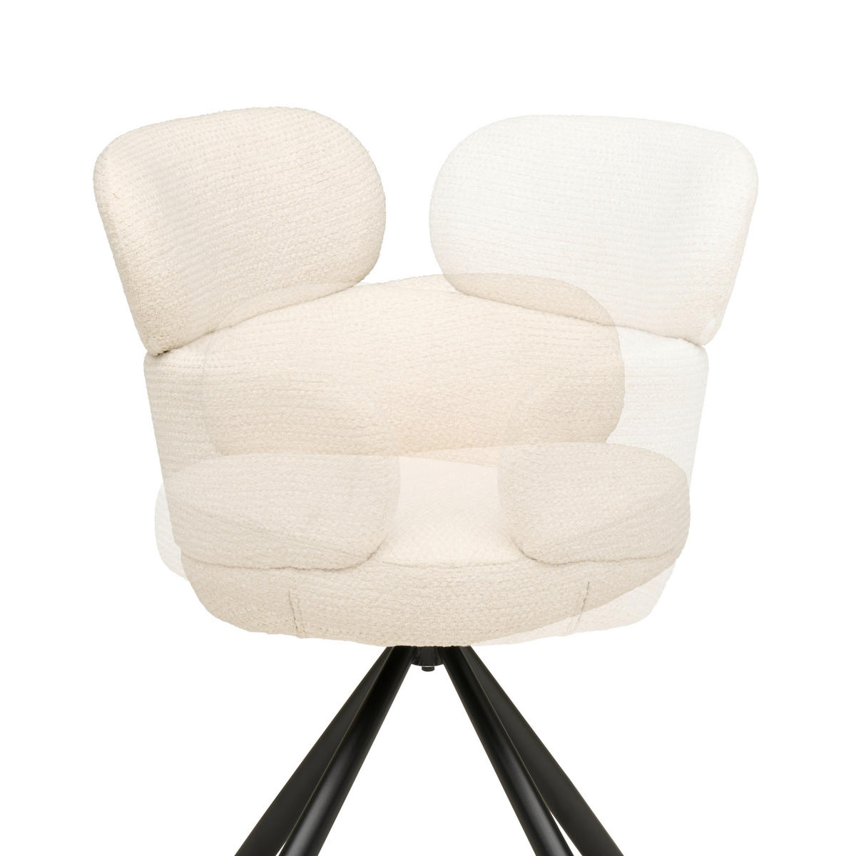 ARMLEHNSTUHL  Sitzfläche 360° drehbar Webstoff  - Beige/Schwarz, MODERN, Textil/Metall (60/84/64cm) - MID.YOU