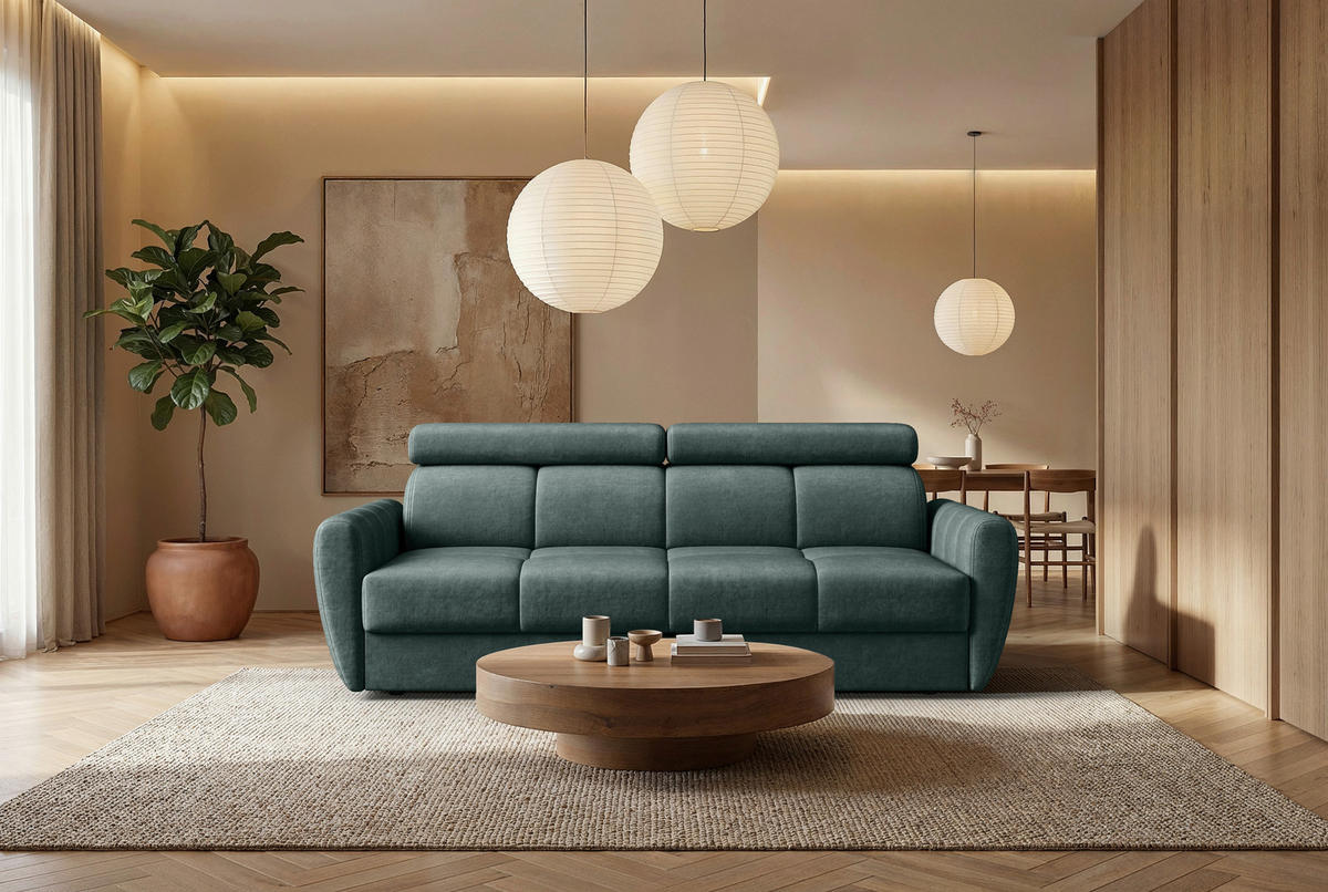 SCHLAFSOFA Flachgewebe Türkis  - Türkis/Schwarz, KONVENTIONELL, Textil/Metall (227/86-100/99cm) - Milino