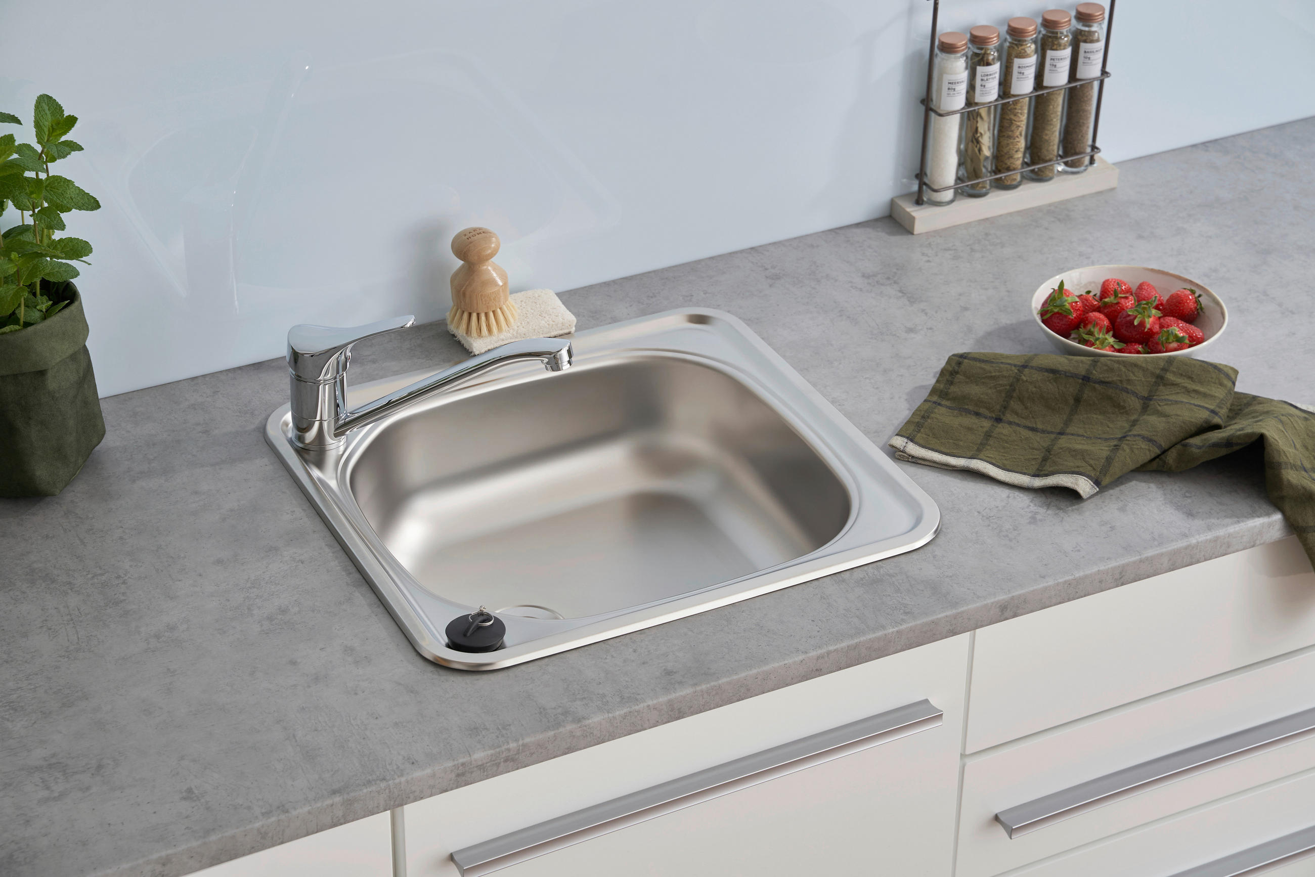 SPÜLE 1720DALLAS465X435  - Edelstahlfarben, Basics, Metall (46,5/15,5/43,5cm) - Respekta