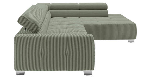 ECKSOFA in Cord Dunkelgrün  - Chromfarben/Dunkelgrün, KONVENTIONELL, Textil/Metall (311/219cm) - Hom`in