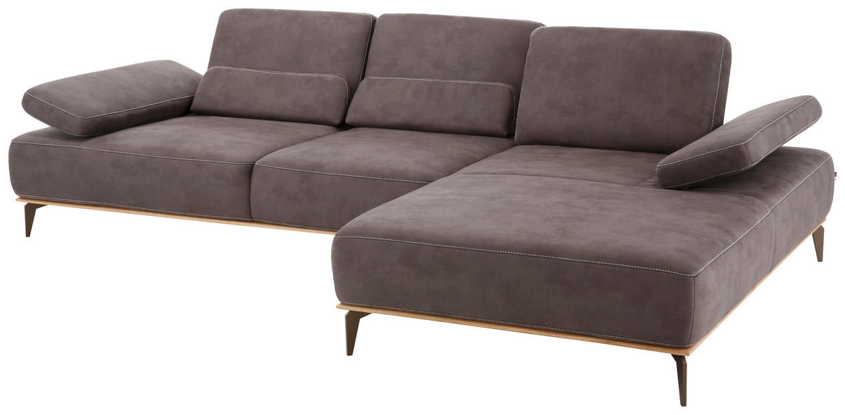 SEDEŽNA GARNITURA, mikrovlakna mocha rjava  - mocha rjava/bež, Natur, kovina/tekstil (298/176cm) - Valnatura