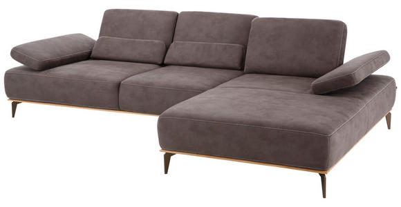 WOHNLANDSCHAFT Braun Flachgewebe - Beige/Braun, Design, Textil/Metall (298/178cm) - Valnatura